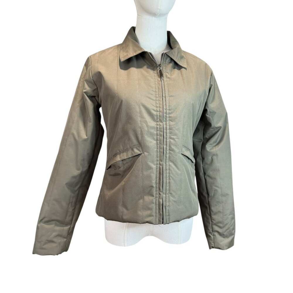 Gasoline Olive Green Puffer Jacket Women’s Size Small – Zip Front Quilted Coat